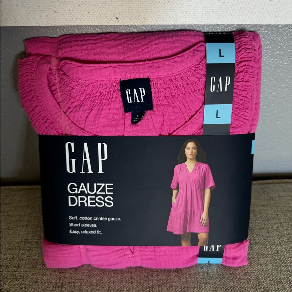 GAP Vibrant Pink Gauze Dress